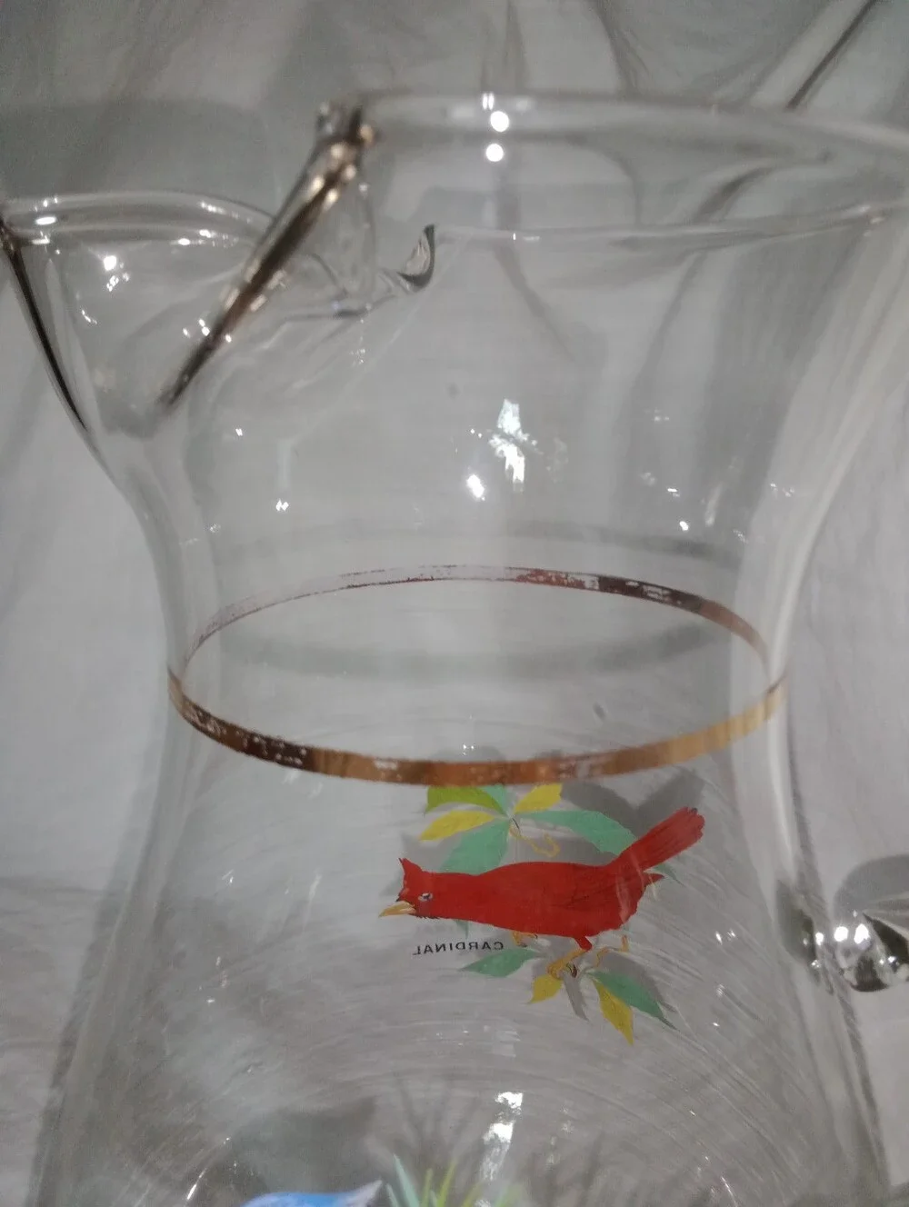 Vintage West Virginia Glass Songbird Lemonade Pitcher 10